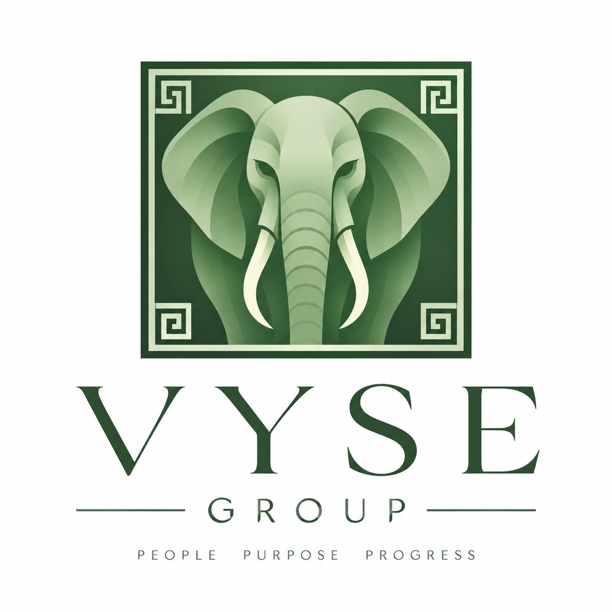 VYSE Group logo: an elephant head inside a green square frame, with the words VYSE Group and People Purpose Progress